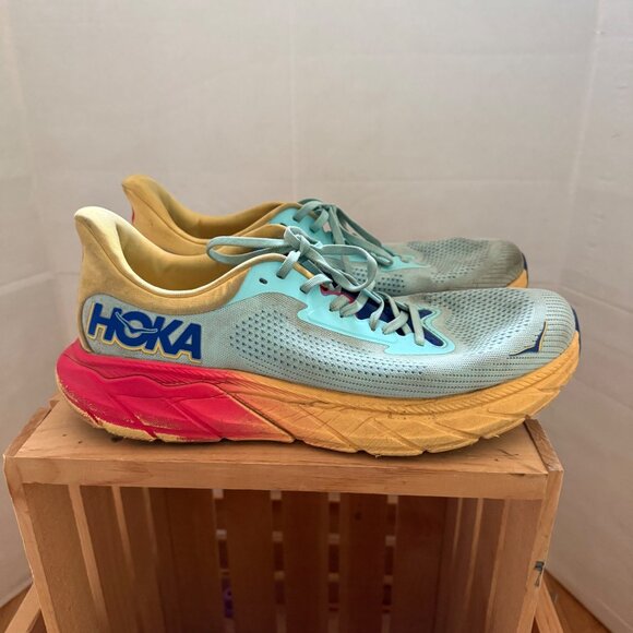 HOKA One One Size 12D Men's Cosmic Gray Tomato Arahi 7 Running Shoes Comfort - Picture 12 of 16